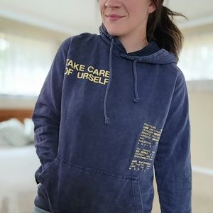 "Take Care of Urself" dark blue hoodie size Small
